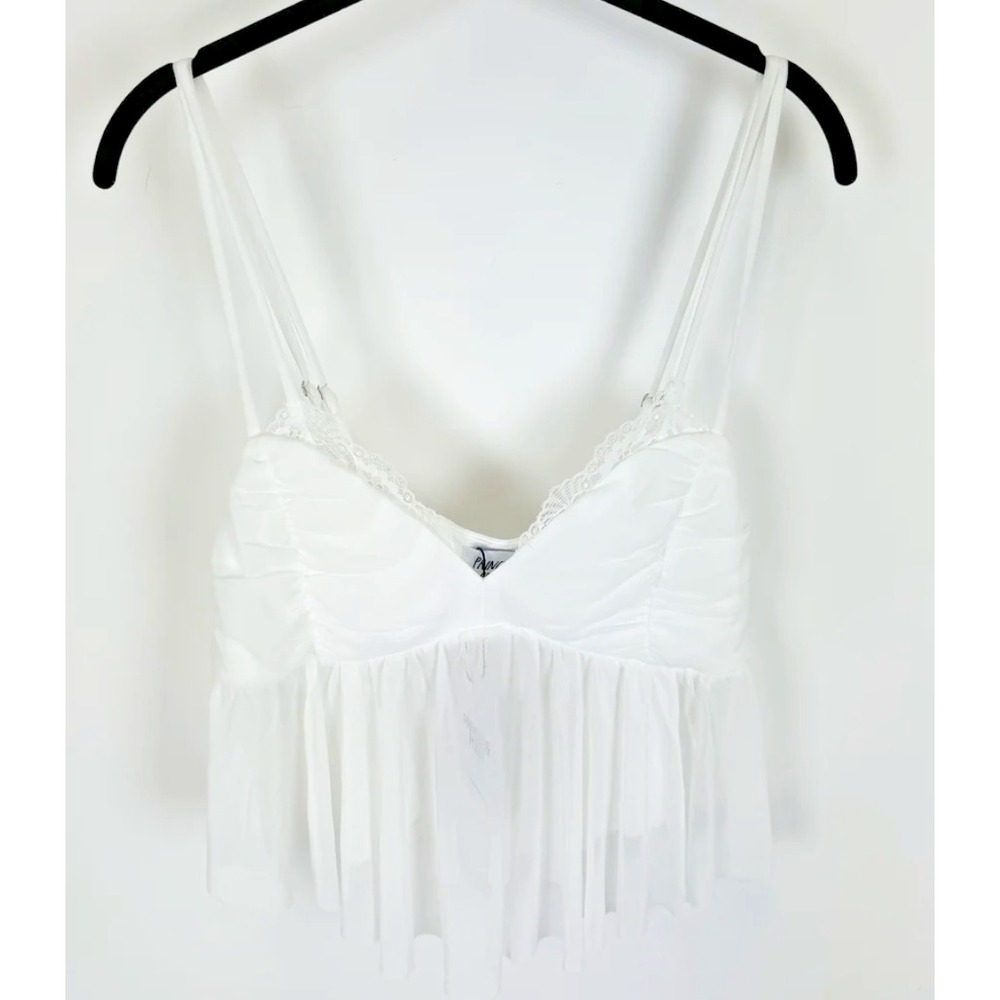 PRINCESS POLLY WHITE MESH TOP - SIZE 10